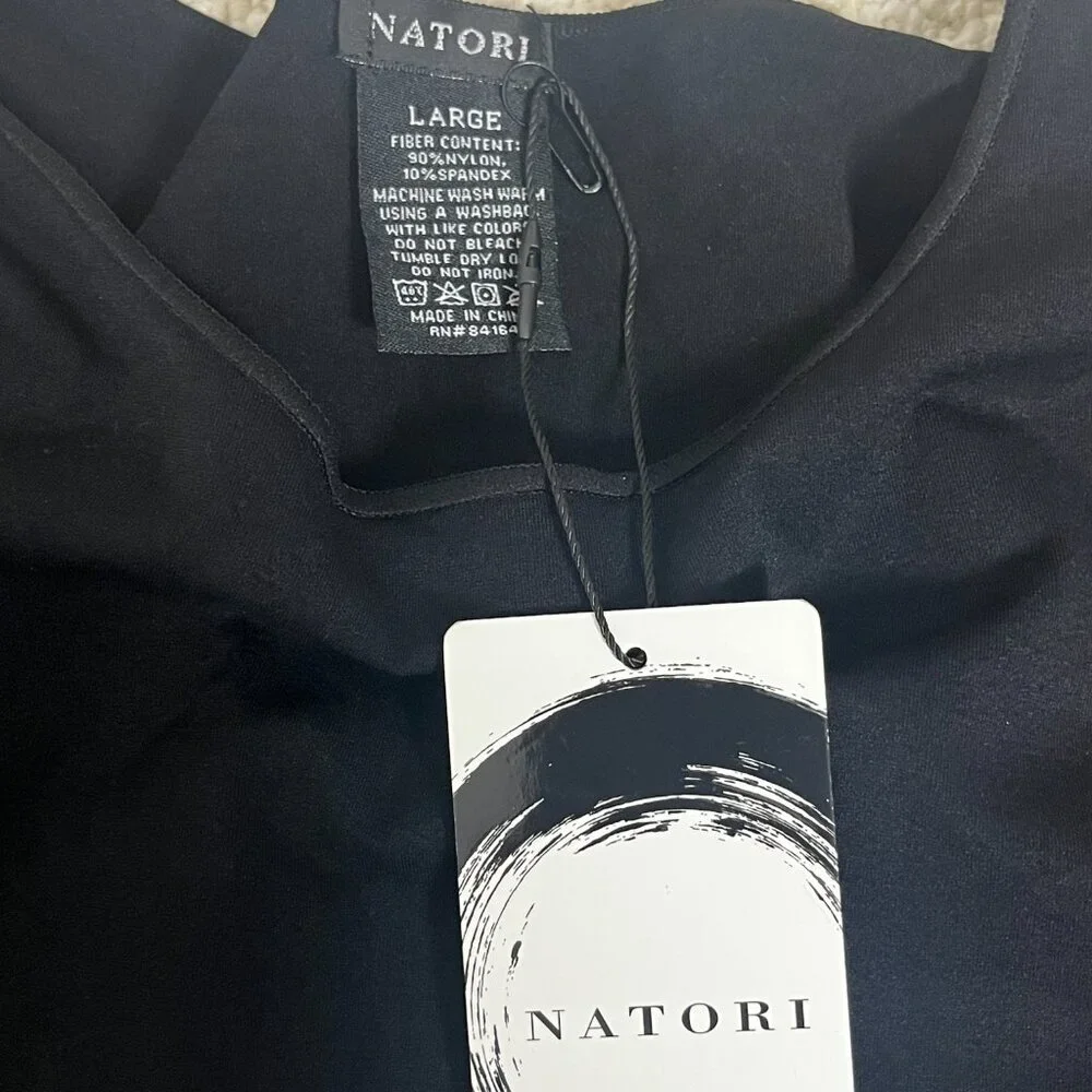 2/$30 NWT Natori Black Sccop Neck Bodysuit Large